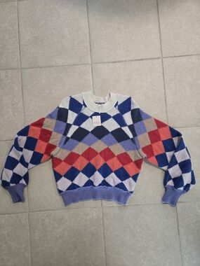 NWT Free People Multi-Color Argyle Crewneck Sweater
